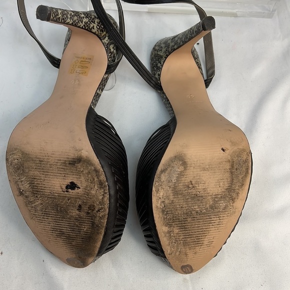Reiss Sz 40/ US 9 Peep Toe Stiletto Charcoal SnakePrint Heels - Picture 12 of 13
